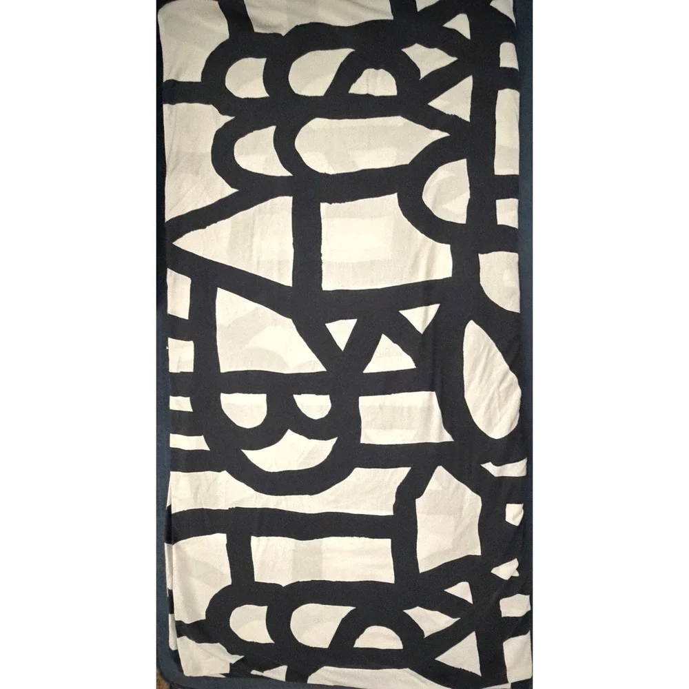 Vintage IKEA Skuggbracka Full Queen Duvet Cover Graphic Black White Reversible